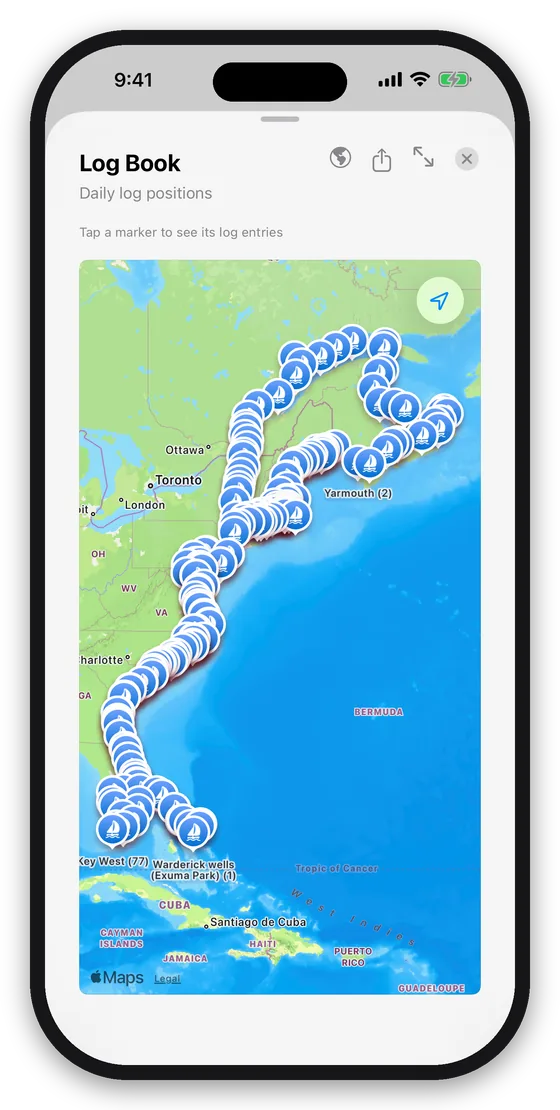 Every logged position on the map